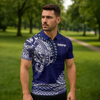 Samoa HRPP Zipper Polo Shirt Samoan Motif Patterns LT9 - Polynesian Pride