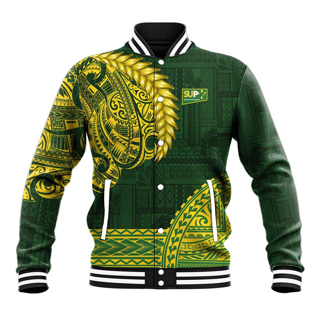 Samoa SUP Baseball Jacket Samoan Motif Patterns LT9 Unisex Green - Polynesian Pride