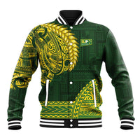 Samoa SUP Baseball Jacket Samoan Motif Patterns LT9 Unisex Green - Polynesian Pride