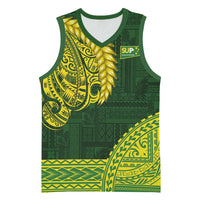 Samoa SUP Basketball Jersey Samoan Motif Patterns LT9 Unisex Green - Polynesian Pride