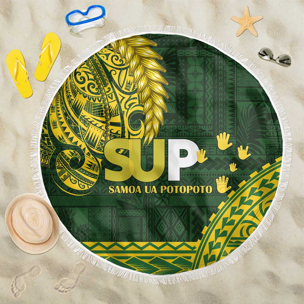 Samoa SUP Beach Blanket Samoan Motif Patterns LT9 One Size 150cm Green - Polynesian Pride