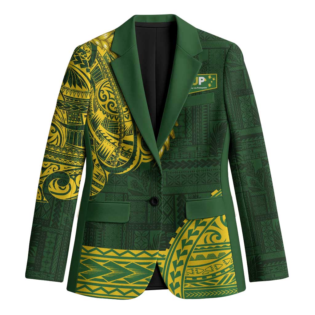 Samoa SUP Blazer Samoan Motif Patterns LT9 Unisex Green - Polynesian Pride