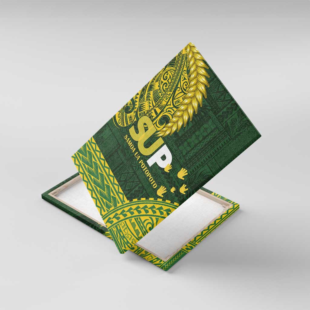 Samoa SUP Canvas Wall Art Samoan Motif Patterns LT9 With Frame Green - Polynesian Pride
