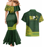 Samoa SUP Couples Matching Mermaid Dress and Hawaiian Shirt Samoan Motif Patterns - Polynesian Pride