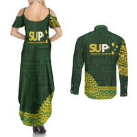 Samoa SUP Couples Matching Summer Maxi Dress and Long Sleeve Button Shirt Samoan Motif Patterns LT9 - Polynesian Pride