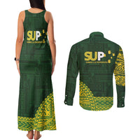 Samoa SUP Couples Matching Tank Maxi Dress and Long Sleeve Button Shirt Samoan Motif Patterns LT9 - Polynesian Pride