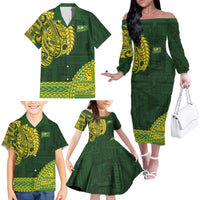 Samoa SUP Family Matching Off The Shoulder Long Sleeve Dress and Hawaiian Shirt Samoan Motif Patterns - Polynesian Pride