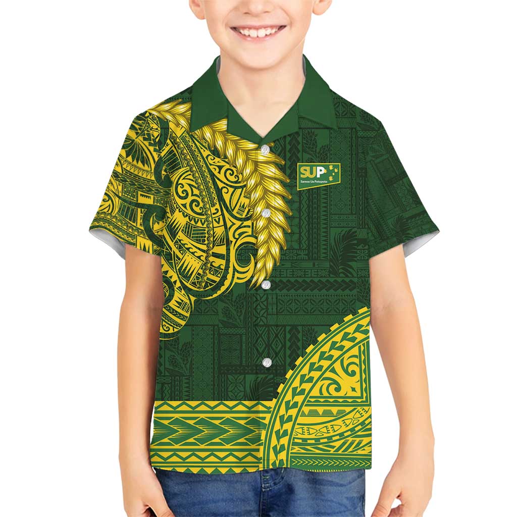 Samoa SUP Family Matching Off Shoulder Short Dress and Hawaiian Shirt Samoan Motif Patterns - Polynesian Pride