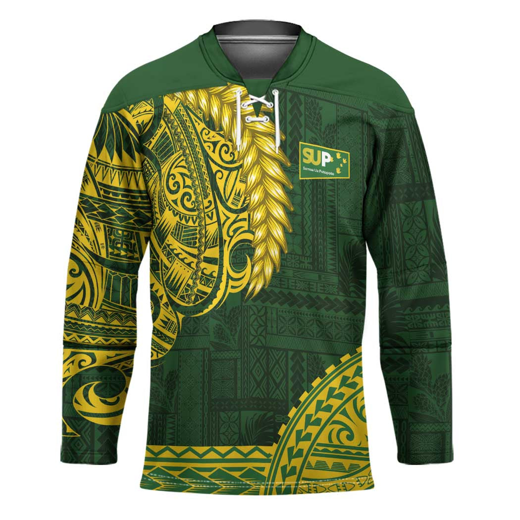 Samoa SUP Hockey Jersey Samoan Motif Patterns LT9 Unisex Green - Polynesian Pride