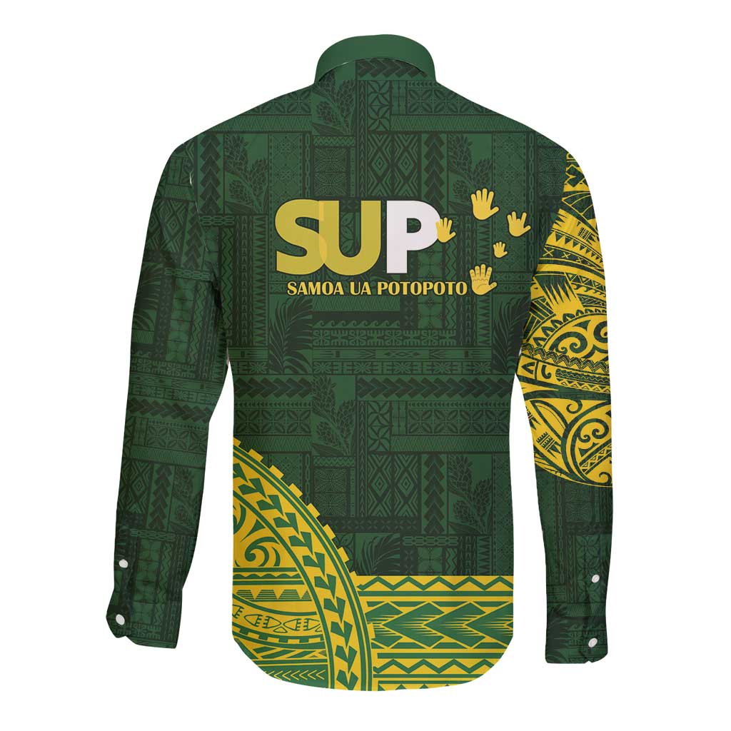 Samoa SUP Long Sleeve Button Shirt Samoan Motif Patterns LT9 - Polynesian Pride