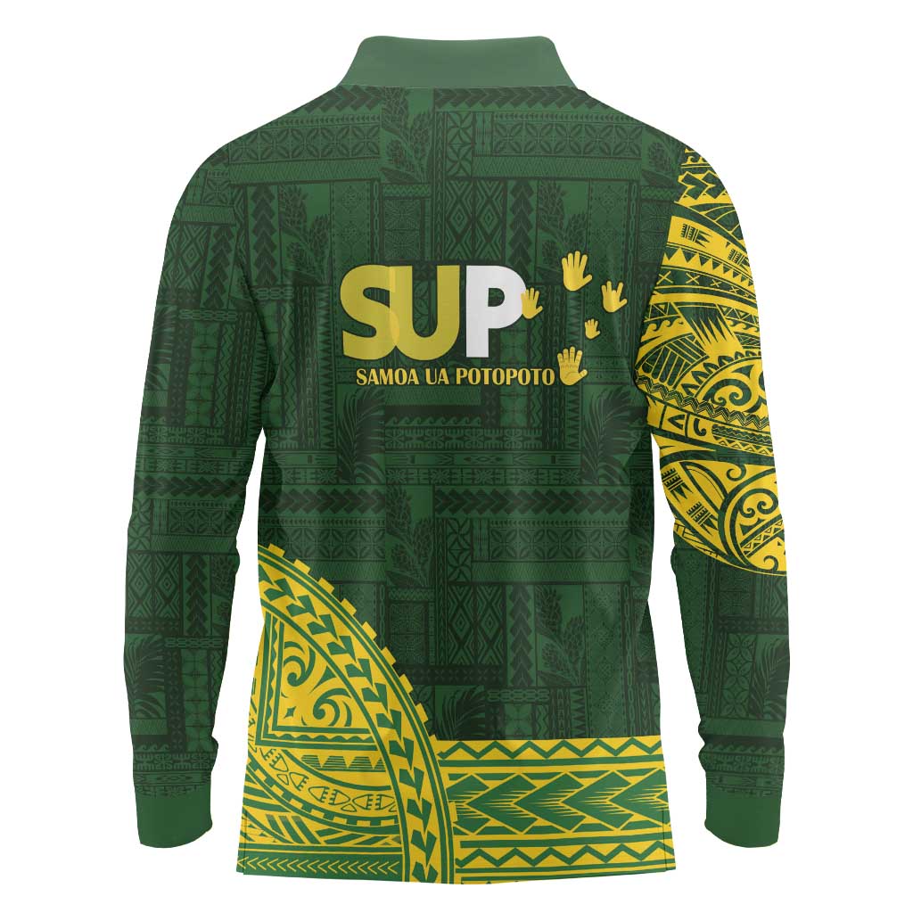 Samoa SUP Long Sleeve Polo Shirt Samoan Motif Patterns LT9 - Polynesian Pride