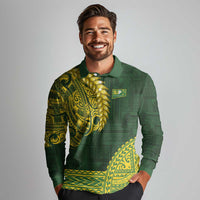 Samoa SUP Long Sleeve Polo Shirt Samoan Motif Patterns LT9 - Polynesian Pride