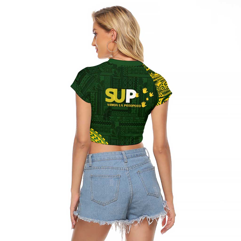 Samoa SUP Raglan Cropped T Shirt Samoan Motif Patterns - Polynesian Pride
