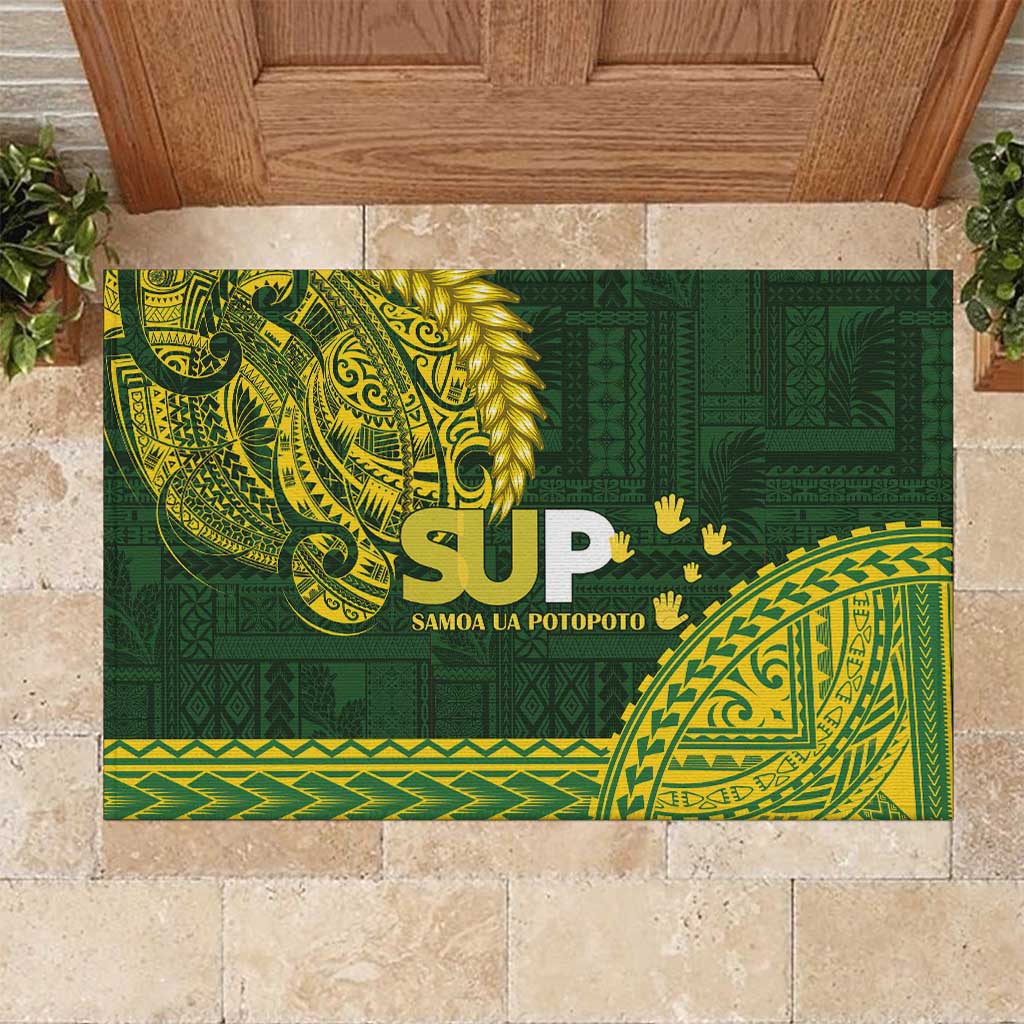 Samoa SUP Rubber Doormat Samoan Motif Patterns LT9 Green - Polynesian Pride