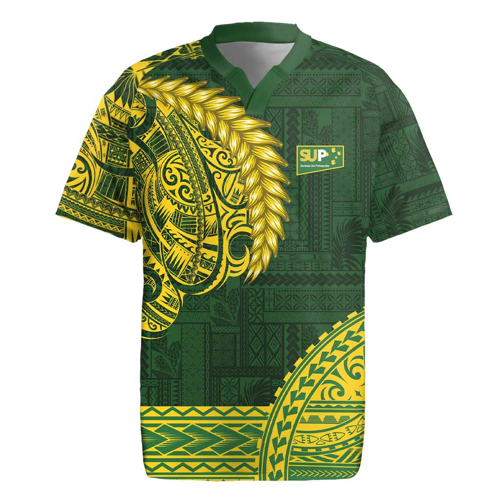 Samoa SUP Rugby Jersey Samoan Motif Patterns LT9 Green - Polynesian Pride