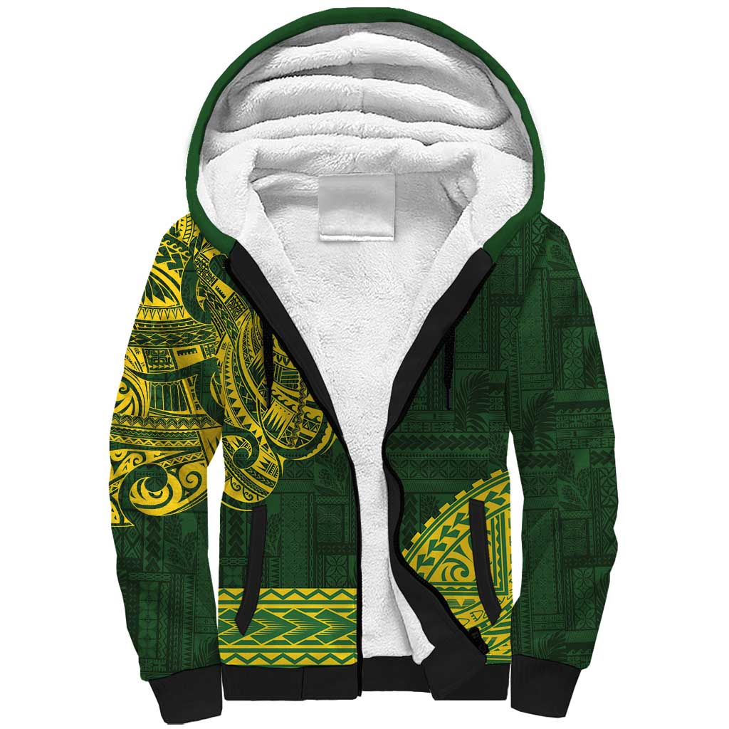 Samoa SUP Sherpa Hoodie Samoan Motif Patterns LT9 Unisex Green - Polynesian Pride