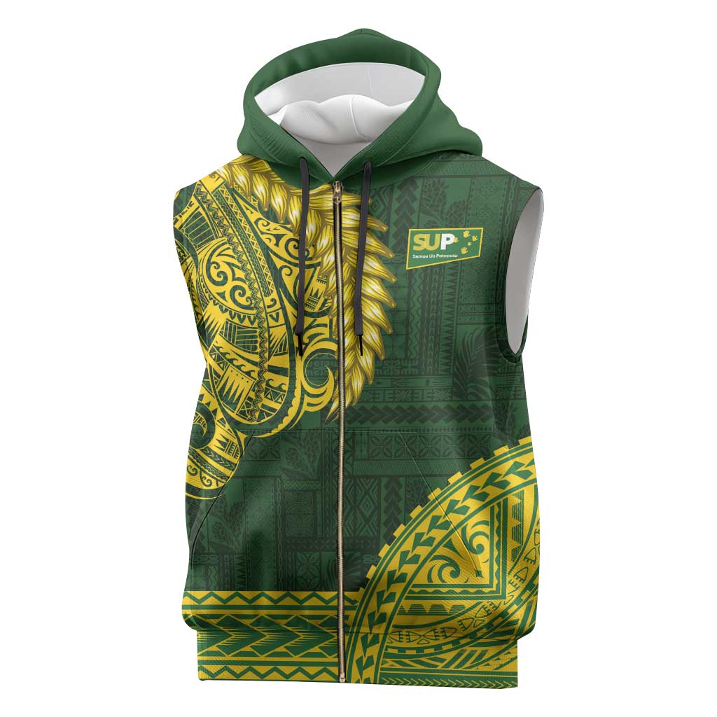 Samoa SUP Sleeveless Zip Hoodie Samoan Motif Patterns - Polynesian Pride