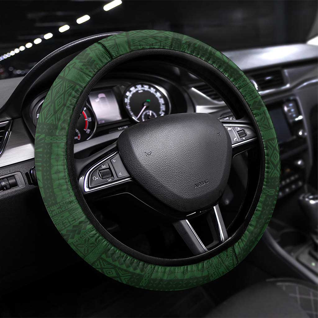 Samoa SUP Steering Wheel Cover Samoan Motif Patterns LT9 Universal Fit Green - Polynesian Pride