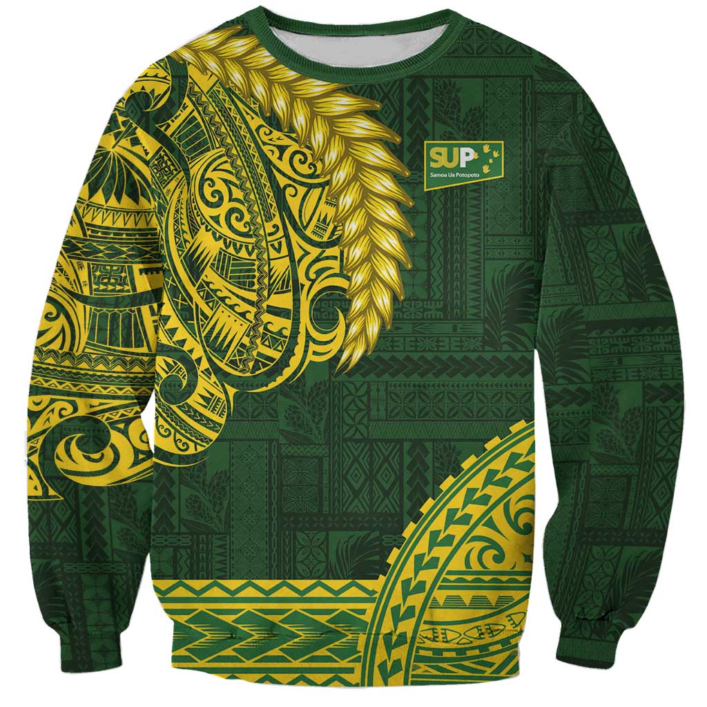 Samoa SUP Sweatshirt Samoan Motif Patterns LT9 Unisex Green - Polynesian Pride