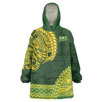 Samoa SUP Wearable Blanket Hoodie Samoan Motif Patterns LT9 One Size Green - Polynesian Pride