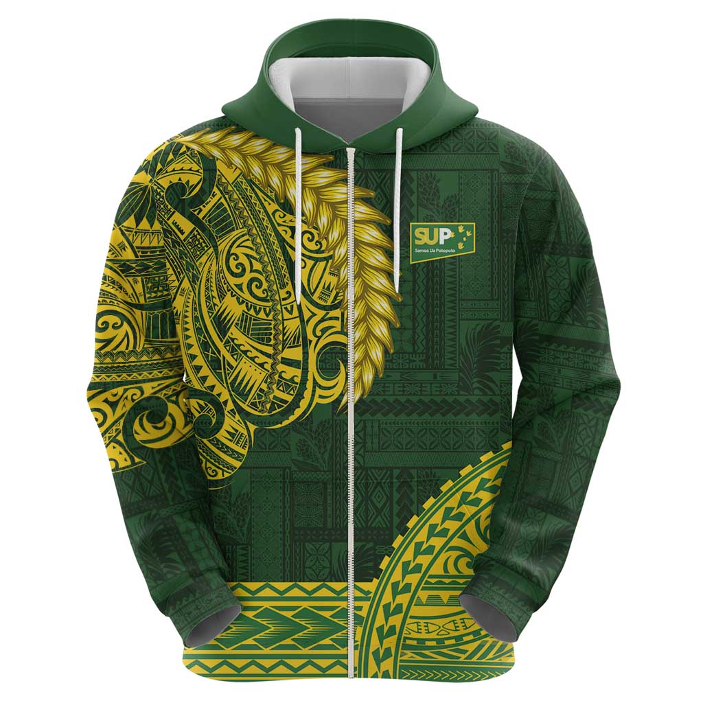Samoa SUP Zip Hoodie Samoan Motif Patterns - Polynesian Pride