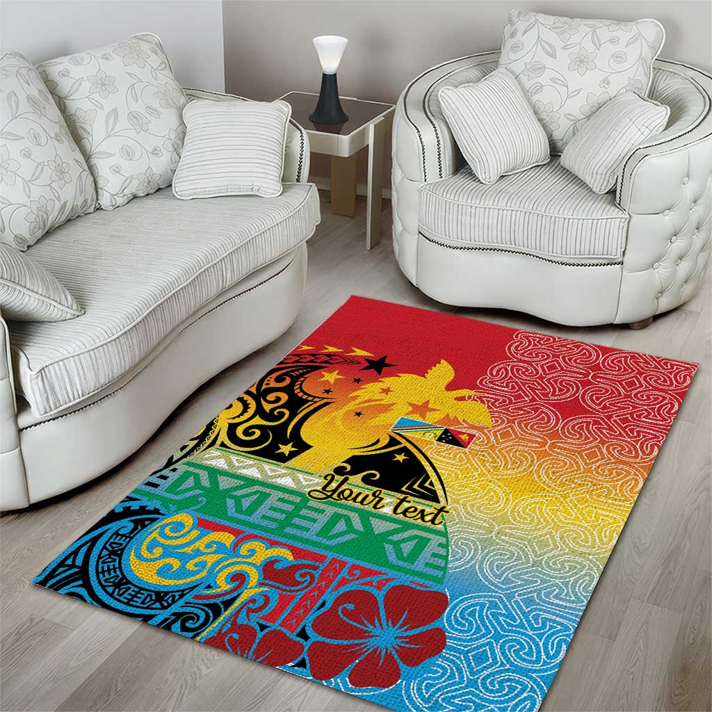 Personalised Torba PNG Day Area Rug Oro Tapa Pattern - Polynesian Pride