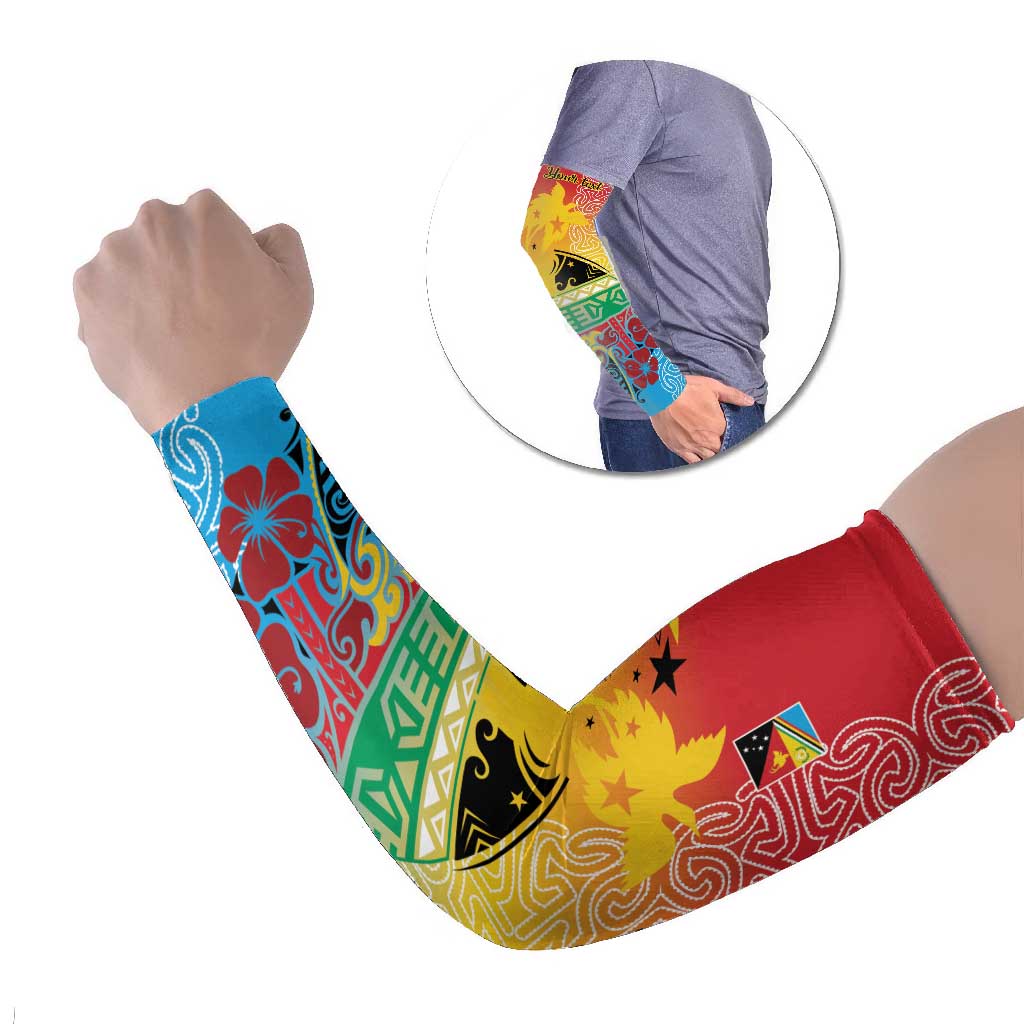 Personalised Torba PNG Day Arm Sleeves Oro Tapa Pattern - Polynesian Pride