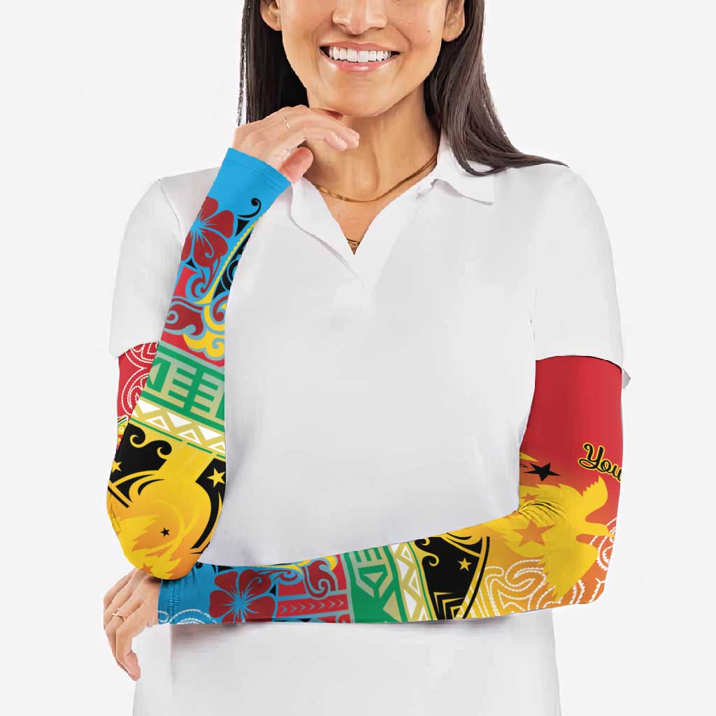 Personalised Torba PNG Day Arm Sleeves Oro Tapa Pattern - Polynesian Pride