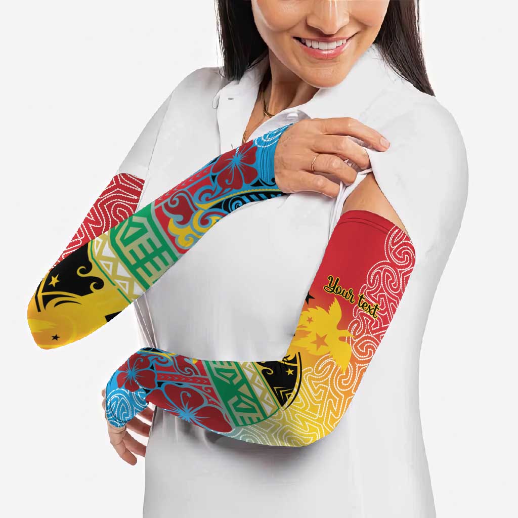 Personalised Torba PNG Day Arm Sleeves Oro Tapa Pattern - Polynesian Pride