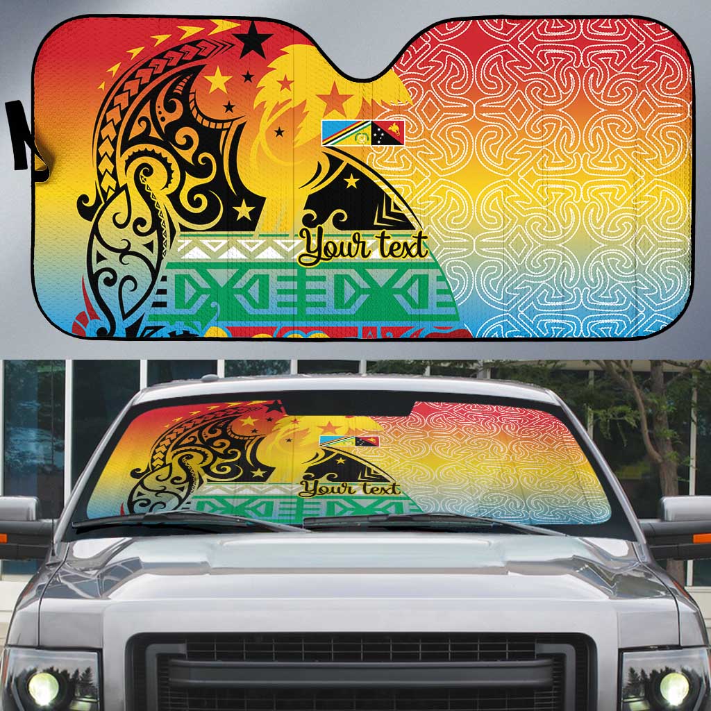 Personalised Torba PNG Day Auto Sun Shade Oro Tapa Pattern - Polynesian Pride