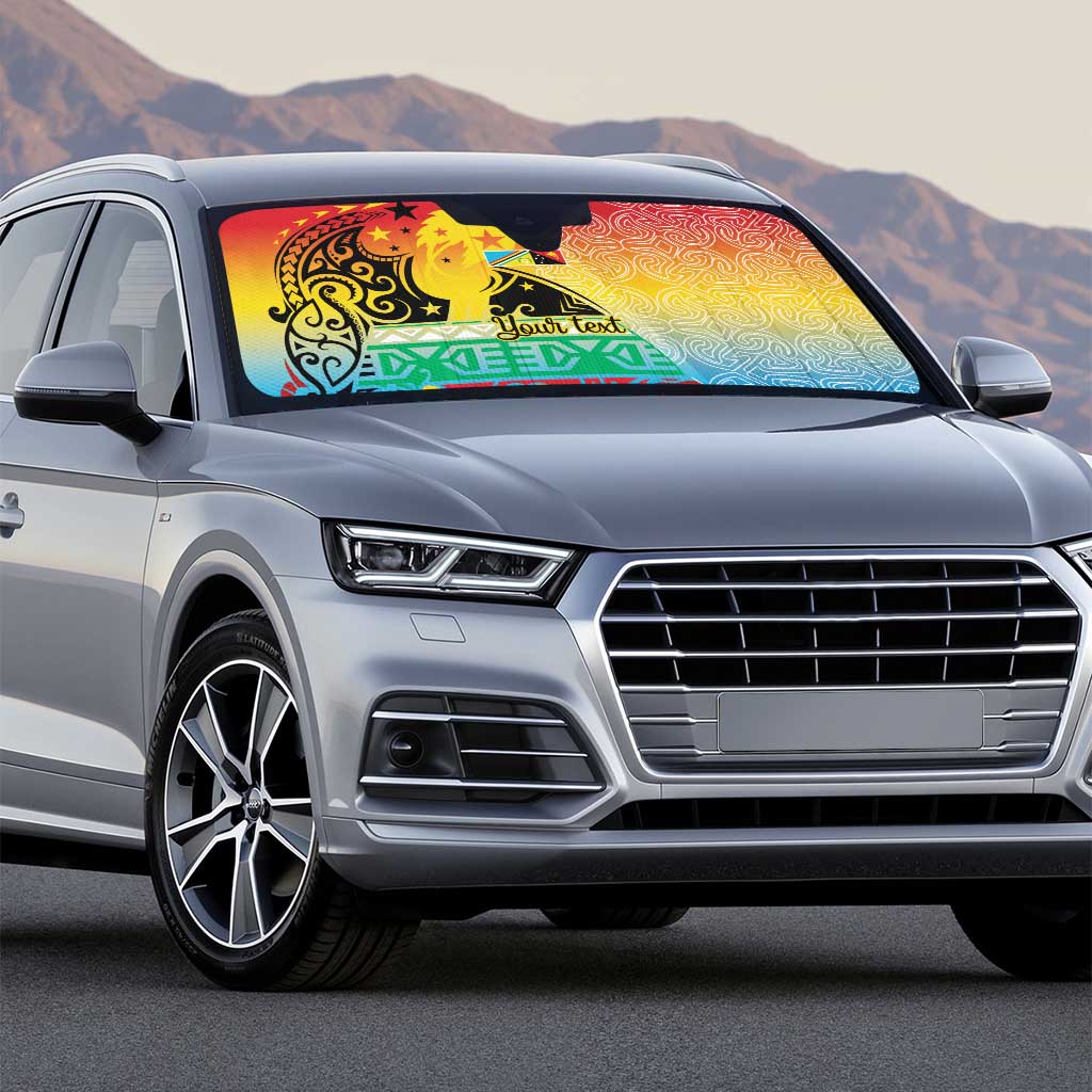 Personalised Torba PNG Day Auto Sun Shade Oro Tapa Pattern - Polynesian Pride