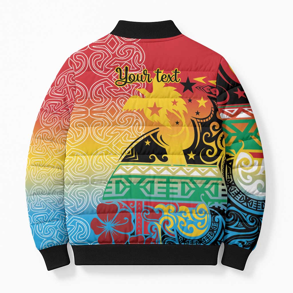 Personalised Torba PNG Day Bomber Puffer Jacket Oro Tapa Pattern - Polynesian Pride