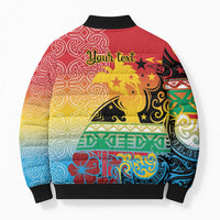 Personalised Torba PNG Day Bomber Puffer Jacket Oro Tapa Pattern - Polynesian Pride
