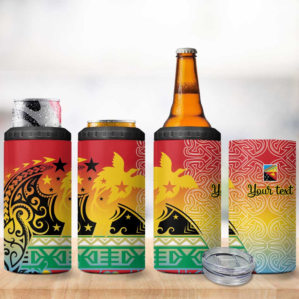 Personalised Torba PNG Day 4 in 1 Can Cooler Tumbler Oro Tapa Pattern - Polynesian Pride