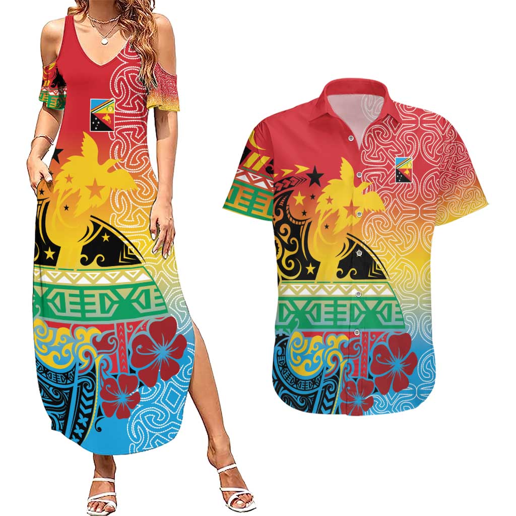 Personalised Torba PNG Day Couples Matching Summer Maxi Dress and Hawaiian Shirt Oro Tapa Pattern - Polynesian Pride