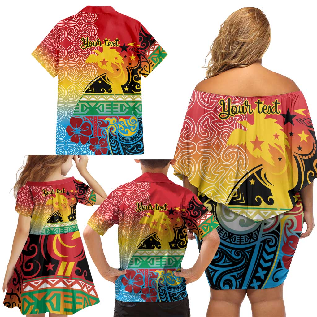 Personalised Torba PNG Day Family Matching Off Shoulder Short Dress and Hawaiian Shirt Oro Tapa Pattern - Polynesian Pride