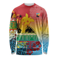 Personalised Torba PNG Day Long Sleeve Shirt Oro Tapa Pattern - Polynesian Pride