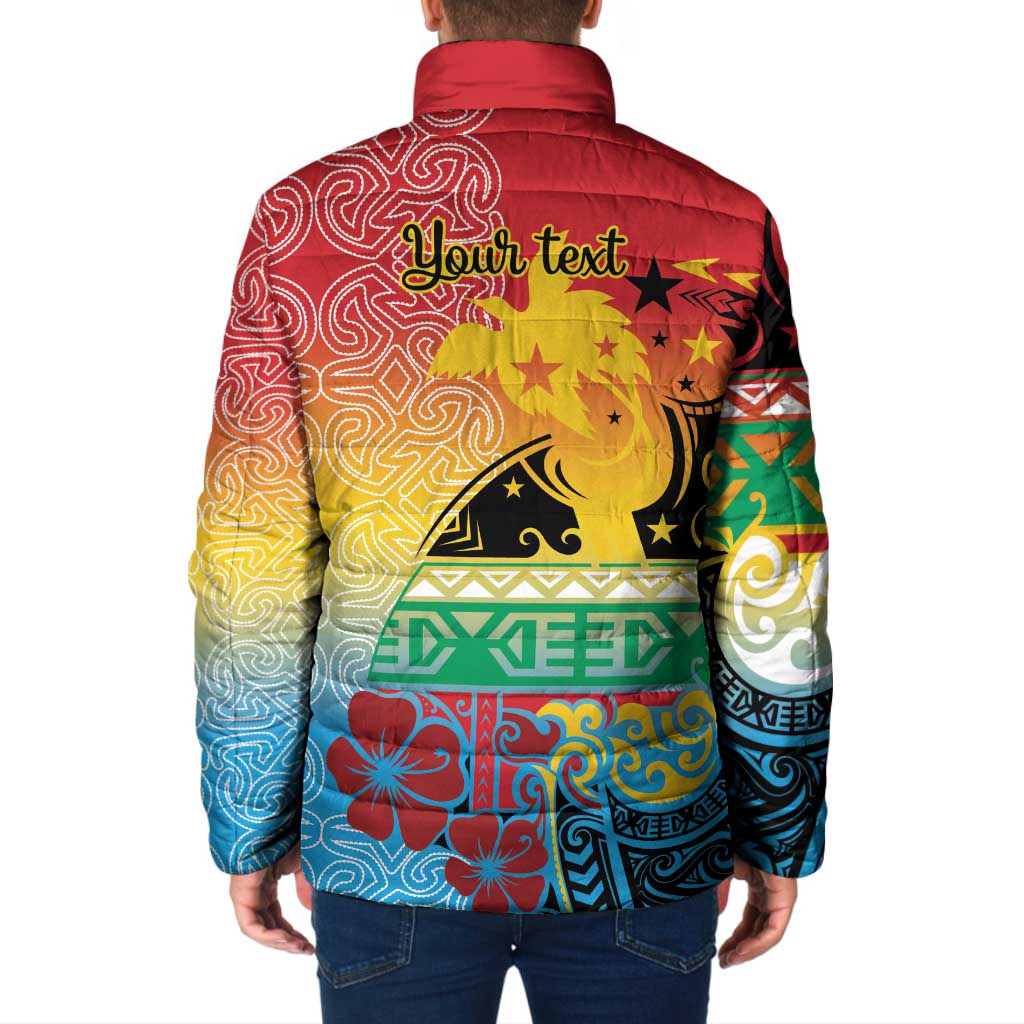 Personalised Torba PNG Day Padded Jacket Oro Tapa Pattern - Polynesian Pride