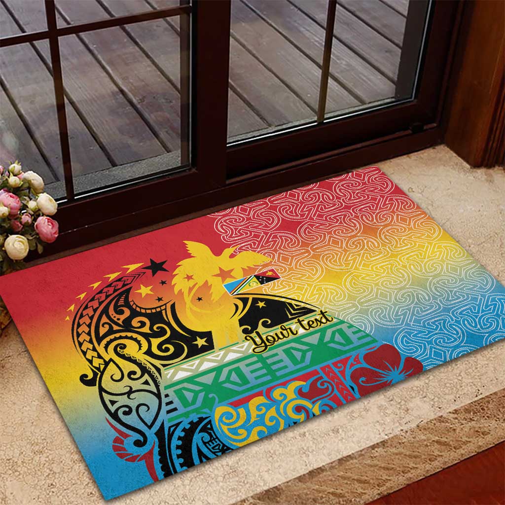 Personalised Torba PNG Day Rubber Doormat Oro Tapa Pattern - Polynesian Pride