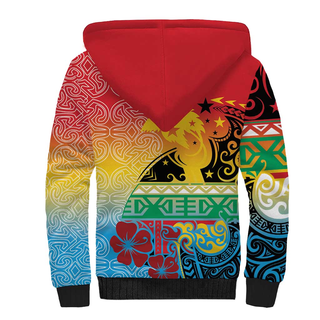 Personalised Torba PNG Day Sherpa Hoodie Oro Tapa Pattern LT9 - Polynesian Pride
