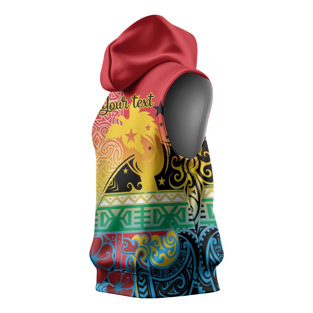 Personalised Torba PNG Day Sleeveless Hoodie Oro Tapa Pattern - Polynesian Pride