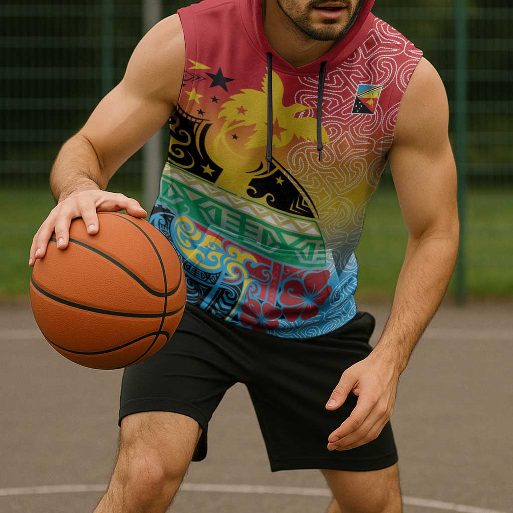 Personalised Torba PNG Day Sleeveless Hoodie Oro Tapa Pattern - Polynesian Pride