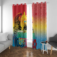Personalised Torba PNG Day Window Curtain Oro Tapa Pattern - Polynesian Pride
