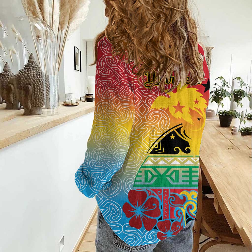 Personalised Torba PNG Day Women Casual Shirt Oro Tapa Pattern - Polynesian Pride