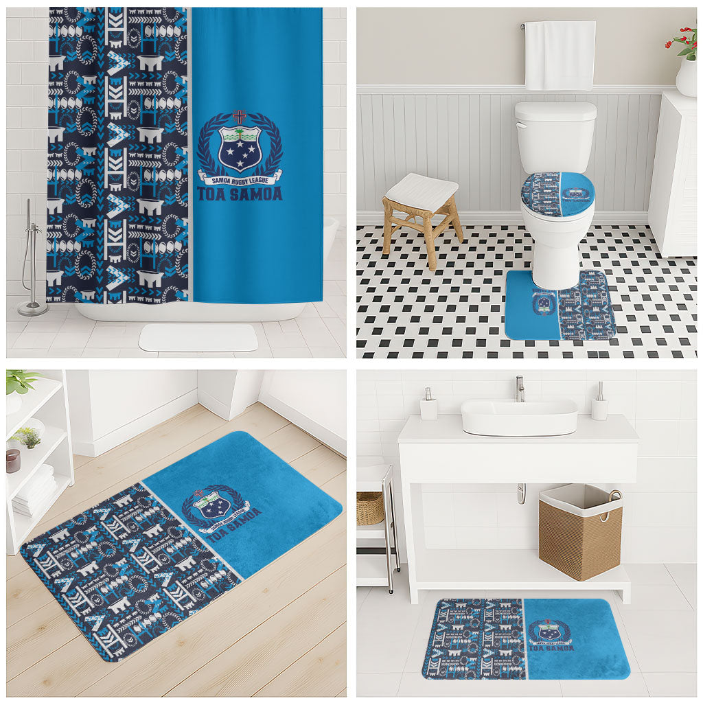 Samoan Warrior Island Heritage Bathroom Set Ocean Island Geometry Blue Style LT9 - Polynesian Pride