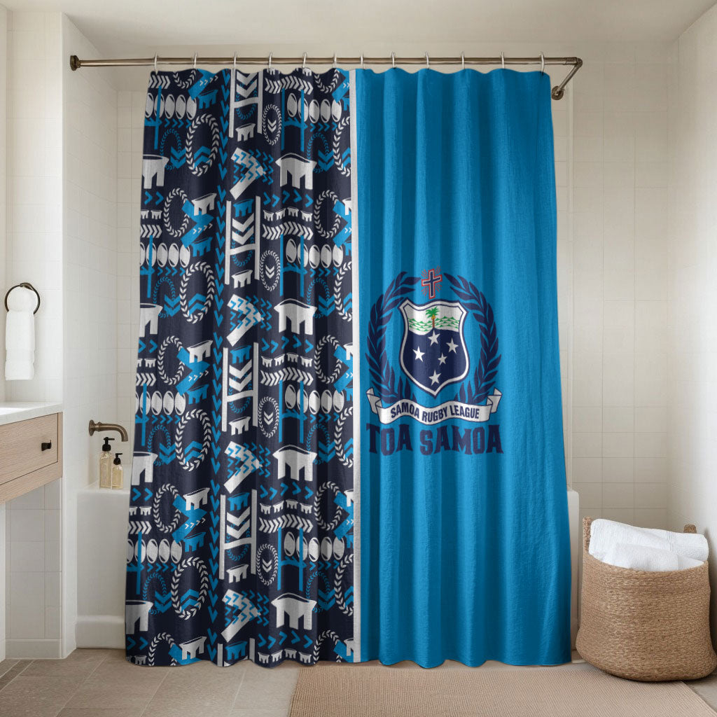 Samoan Warrior Island Heritage Bathroom Set Ocean Island Geometry Blue Style LT9 Shower Curtain Only Blue - Polynesian Pride