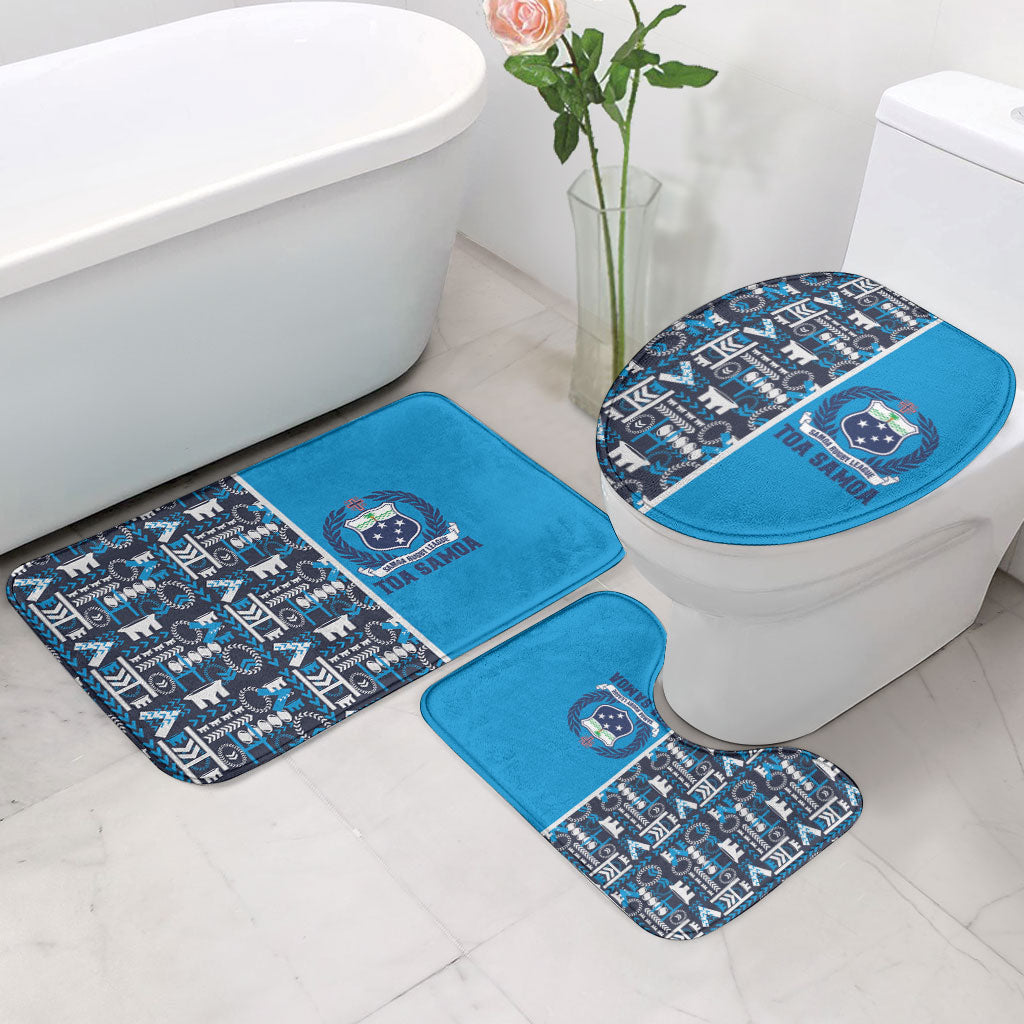Samoan Warrior Island Heritage Bathroom Set Ocean Island Geometry Blue Style LT9 - Polynesian Pride