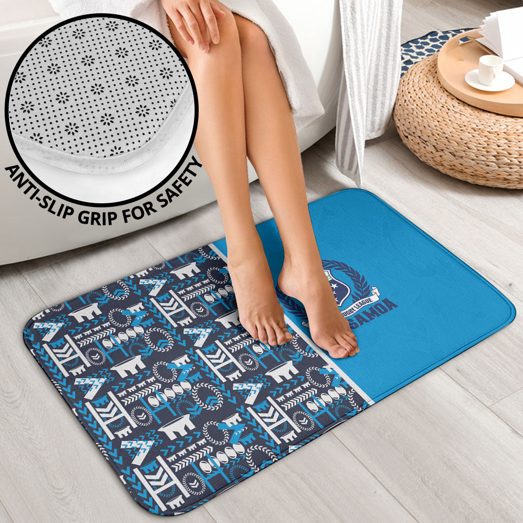 Samoan Warrior Island Heritage Bathroom Set Ocean Island Geometry Blue Style LT9 - Polynesian Pride