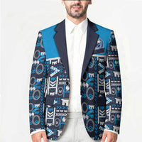 Samoan Warrior Island Heritage Blazer Ocean Island Geometry Blue Style LT9 - Polynesian Pride