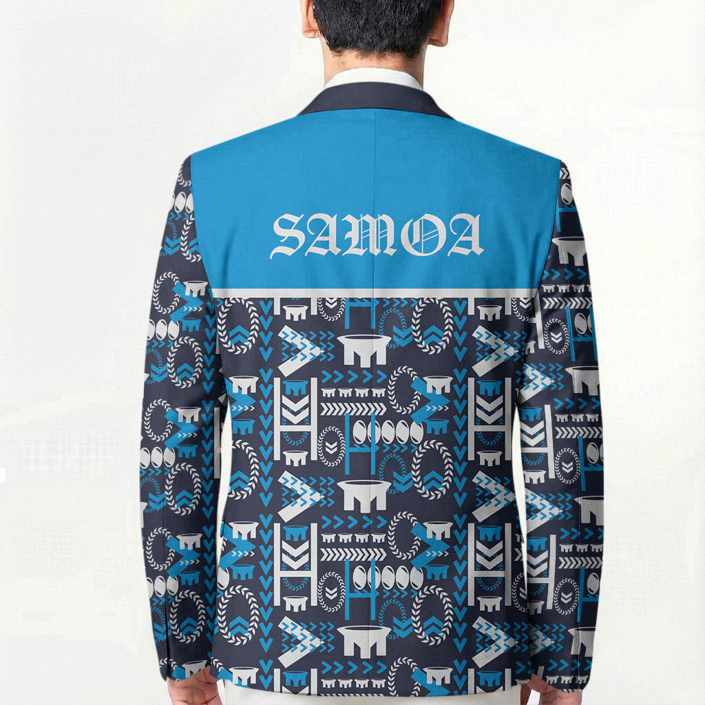 Samoan Warrior Island Heritage Blazer Ocean Island Geometry Blue Style LT9 - Polynesian Pride